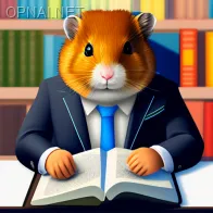 Hamster Scholar in Opulent Library