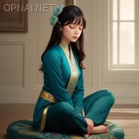 Tranquil Meditation: A Teal Portrait