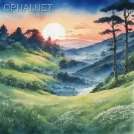 Ghibli-Inspired Sunset Landscape
