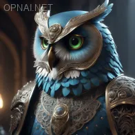 Title: "Anthropomorphic Blue Owl: A Digital...