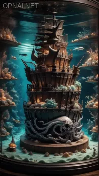 Digital Underwater Cake with Kraken