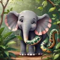 Jungle Harmony: Elephant and Snake's Enchanting...