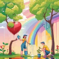 Heartfelt Harvest: A Cartoon Couple's Enchanted...