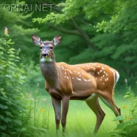 Sunlit Serenity: Graceful Summer Deer in Nature's...