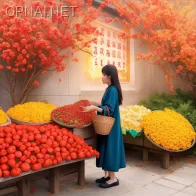 Beneath the Veil of Blossoms: A Vietnamese Girl Arranging...