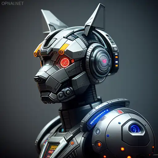 Hyper-Detailed Mechanical Dog Cyborg Portrait