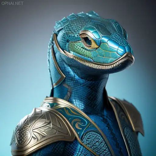 Serpentine Marvel: An Anthropomorphic Blue Snake...