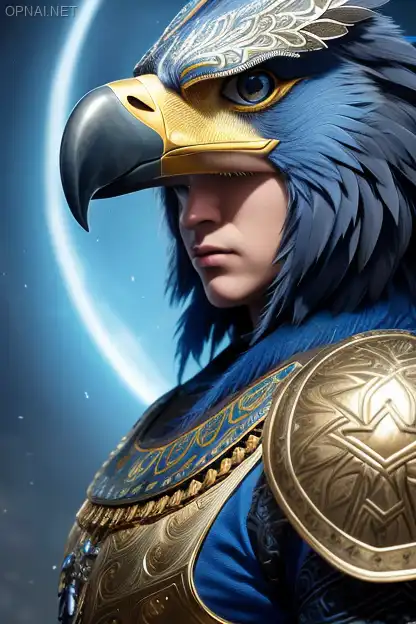Anthropomorphic Blue Eagle: Digital Masterpiece