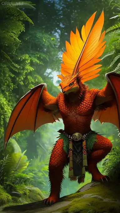 Enchanted Forest Guardian: The Majestic Orange D...