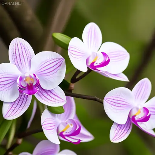 Lush Wild Orchids on Tree Branch