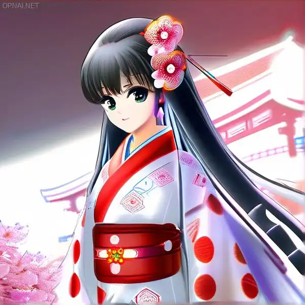 Digital Masterpiece: Enigmatic Kimono Beauty