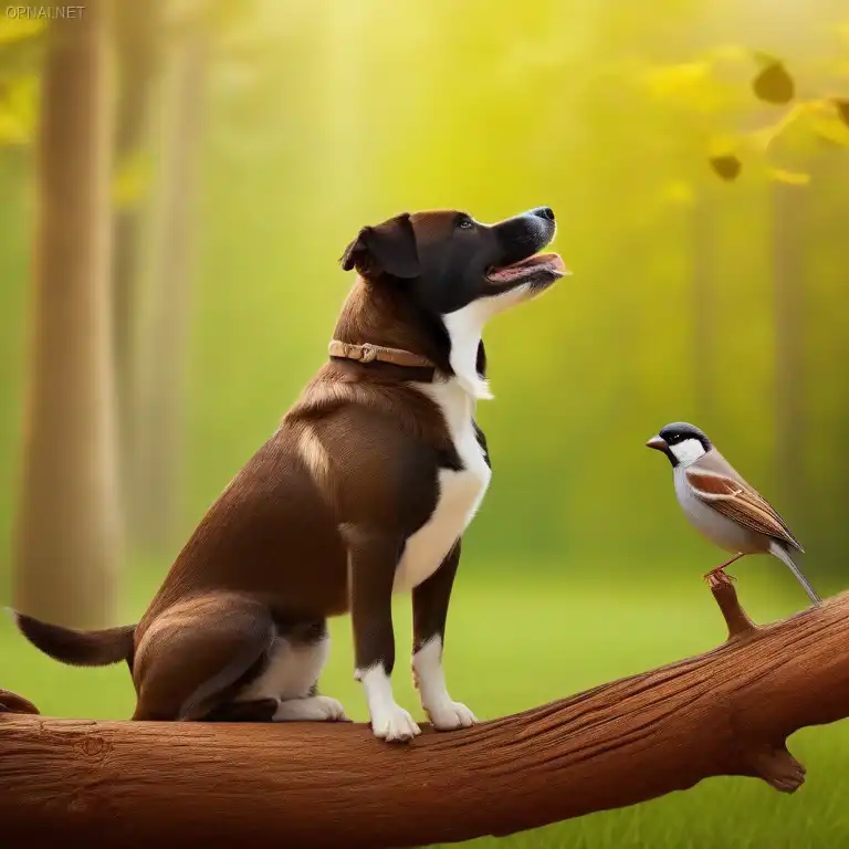 Dog Encounters Singing Sparrow in Enchanted Fore...