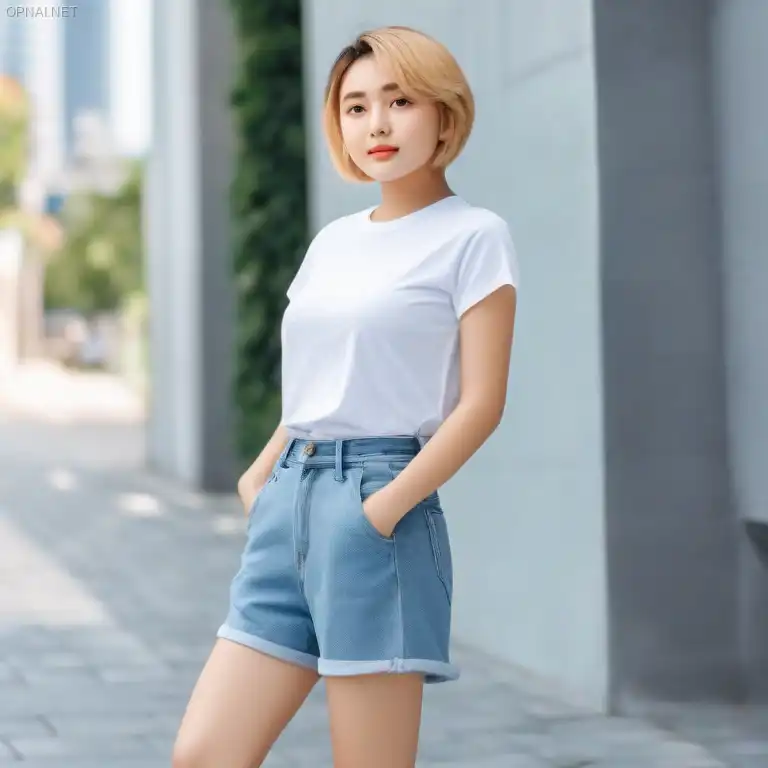 Curious Asian Girl with Short Blond Hair and Mysterious...