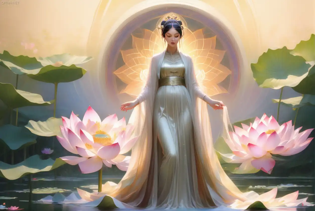 Ethereal Lotus Goddess in Digital Art