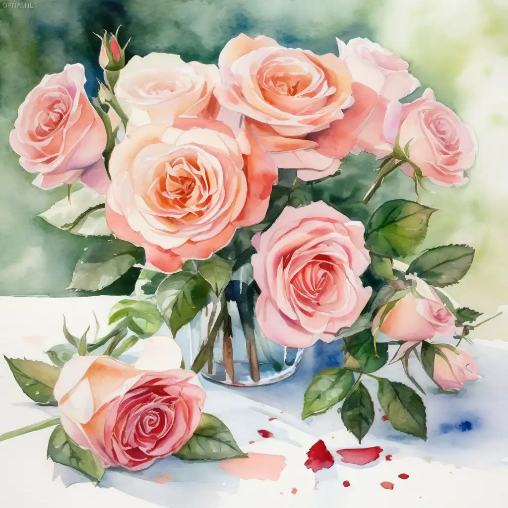 Rose Bloom: A Watercolor Symphony of Elegance and...