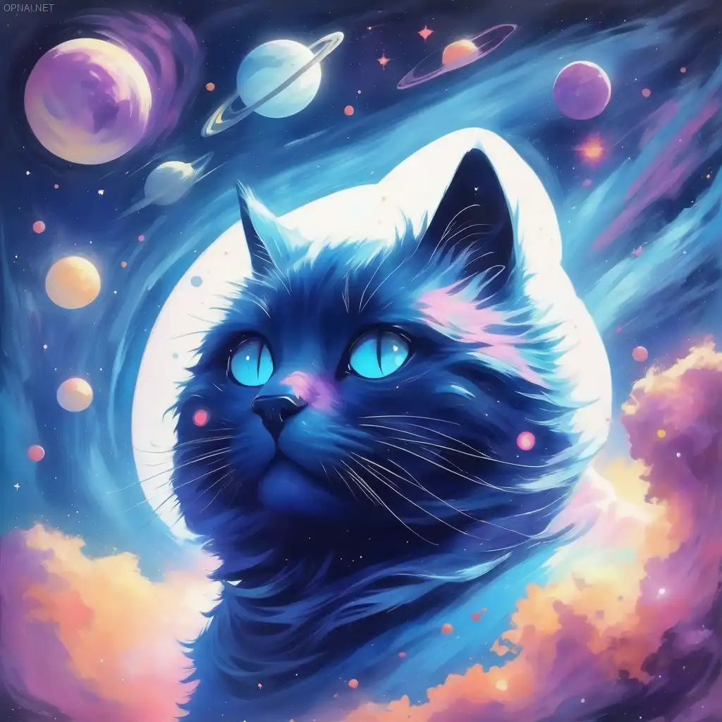 Cosmic Nomad: The Enchanting Journey of a Blue Cat...