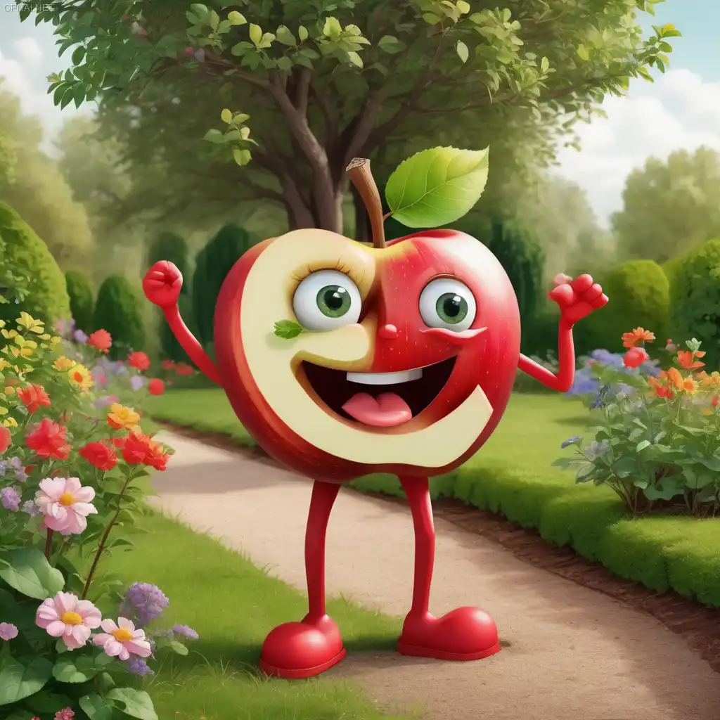 The Joyful Apple: A Whimsical Emblem of Merriment...