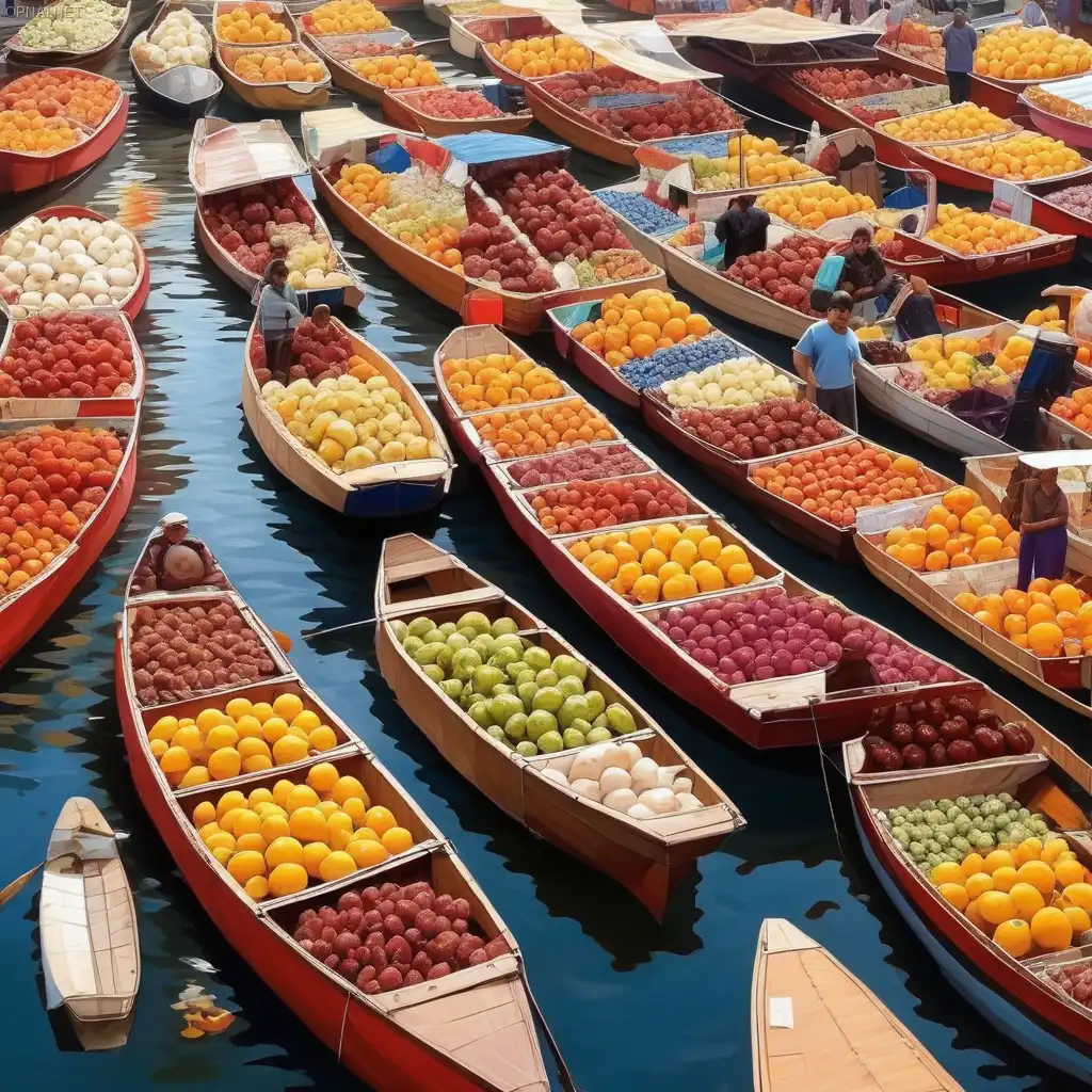 Floating Market Symphony: A Tranquil Tapestry of...