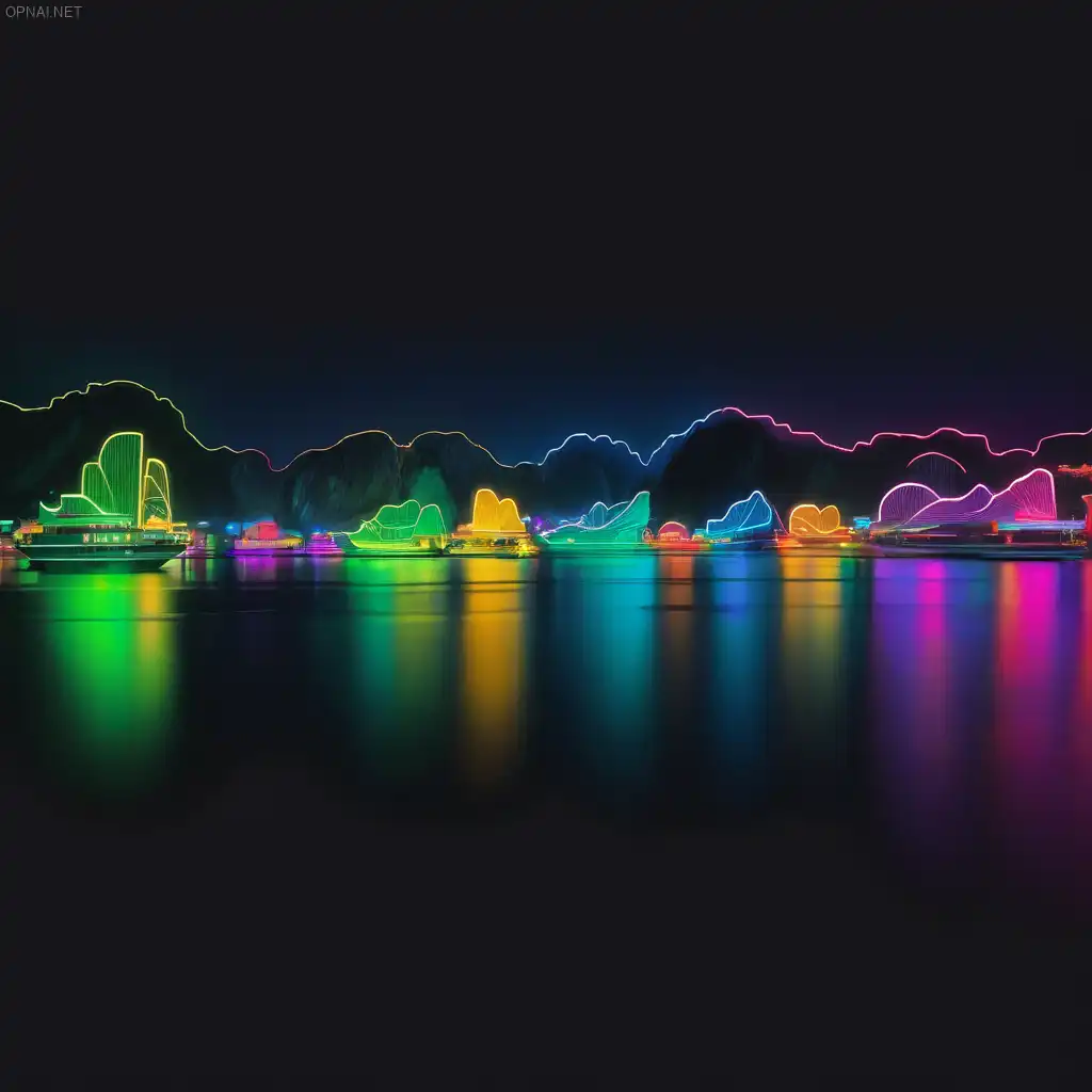 Ethereal Neon Symphony: Ha Long Bay's Minimalist...