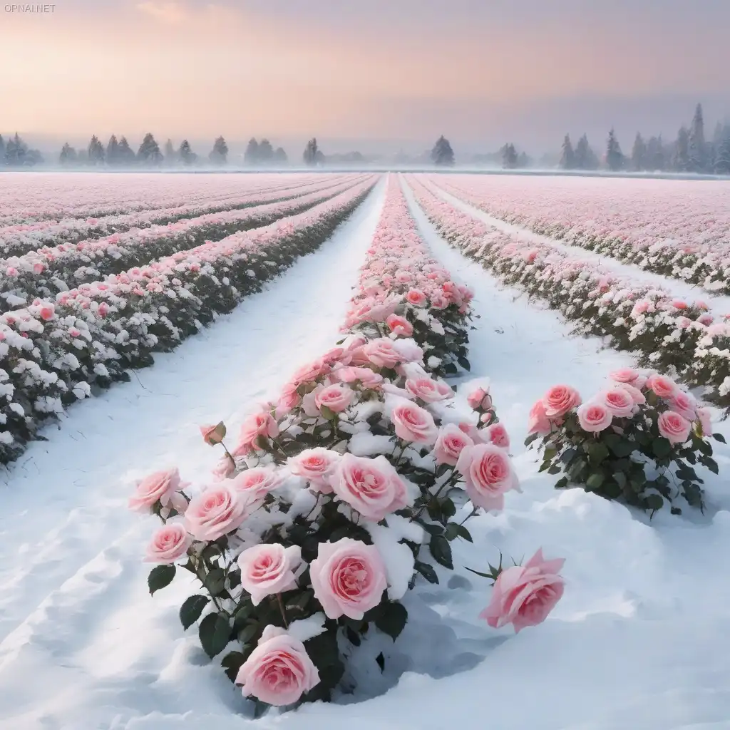 Frozen Elegance: Cánh đồng hoa hồng trong tuyết ...