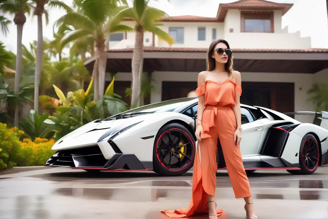 Quyến rũ và Sang trọng: Cô Gái Xinh Đẹp và Lamborghini...