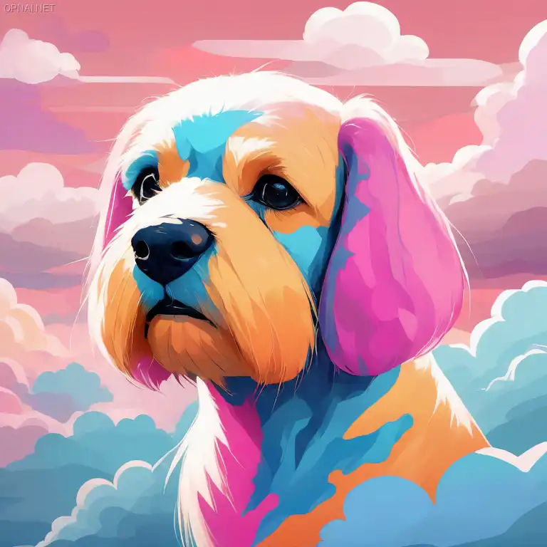 Dance of the Surreal Sky: A Pink and Blue Canine...