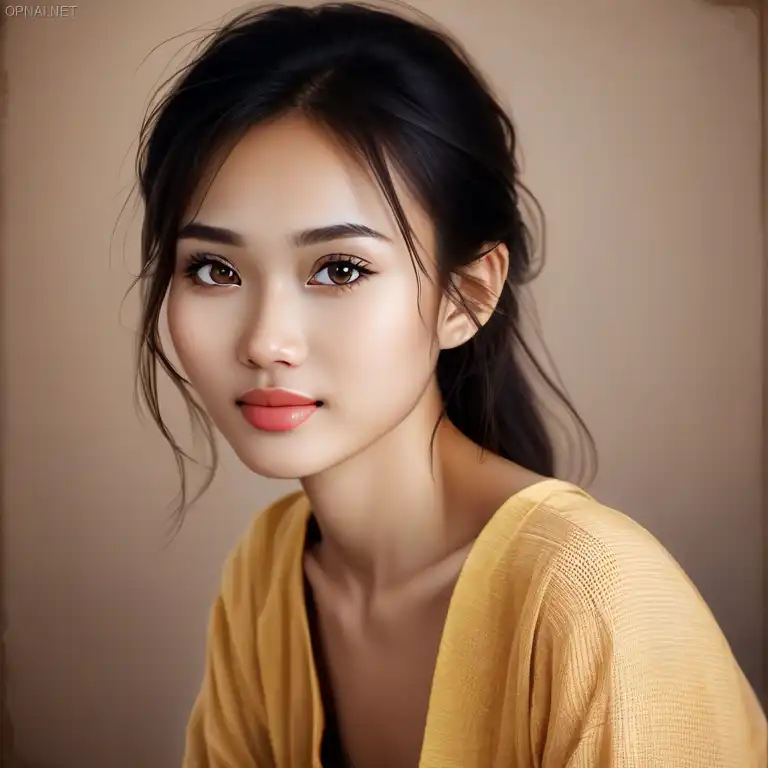 Elegant Portrait: A Vietnamese Beauty Radiating Natural...