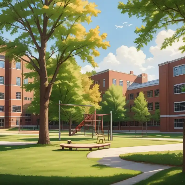 Tranquil Campus Oasis: Sunlit Serenity