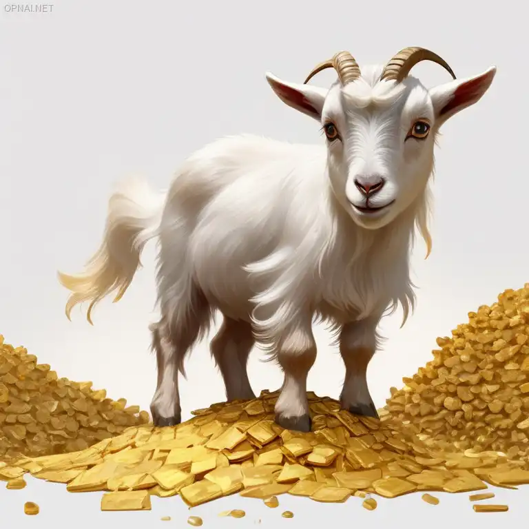 Whimsical Goat on a Golden Pile