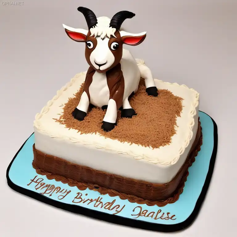 Whimsical Goat-shaped Celebration Cake