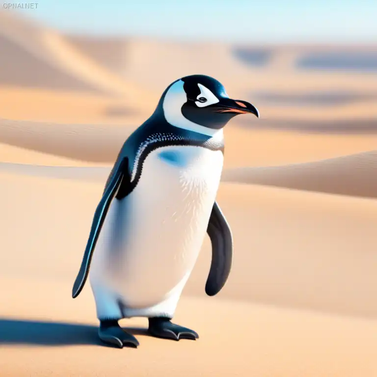 Desert Delight: Penguin's Sunny Stroll