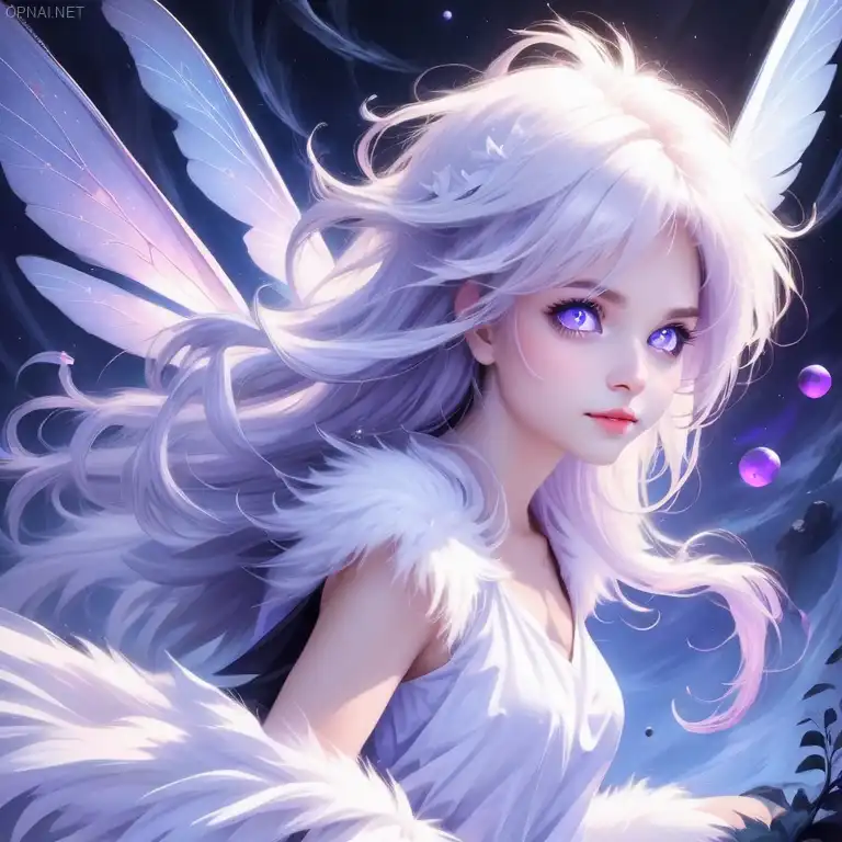 Fairy girl, splendid, beautiful, violet-blue eyes,...