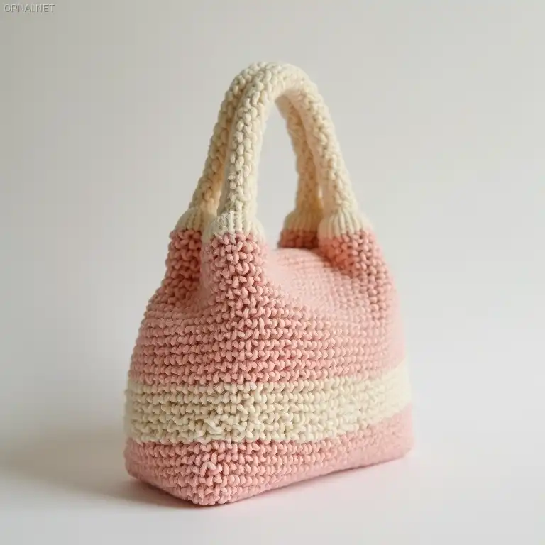 knitting bag, korea style, pastel handle bag