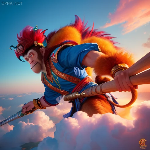 Monkey King in the Clouds: A Digital Masterpiece