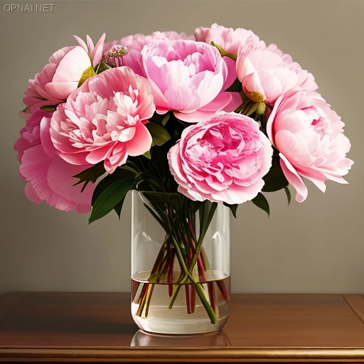 Tranquil Beauty: Gently Pink Peonies in a Vase