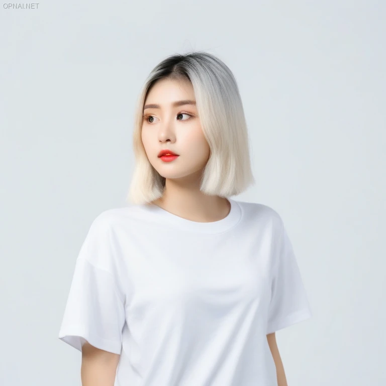 Mysterious Asian Girl with Two-Tone Hair