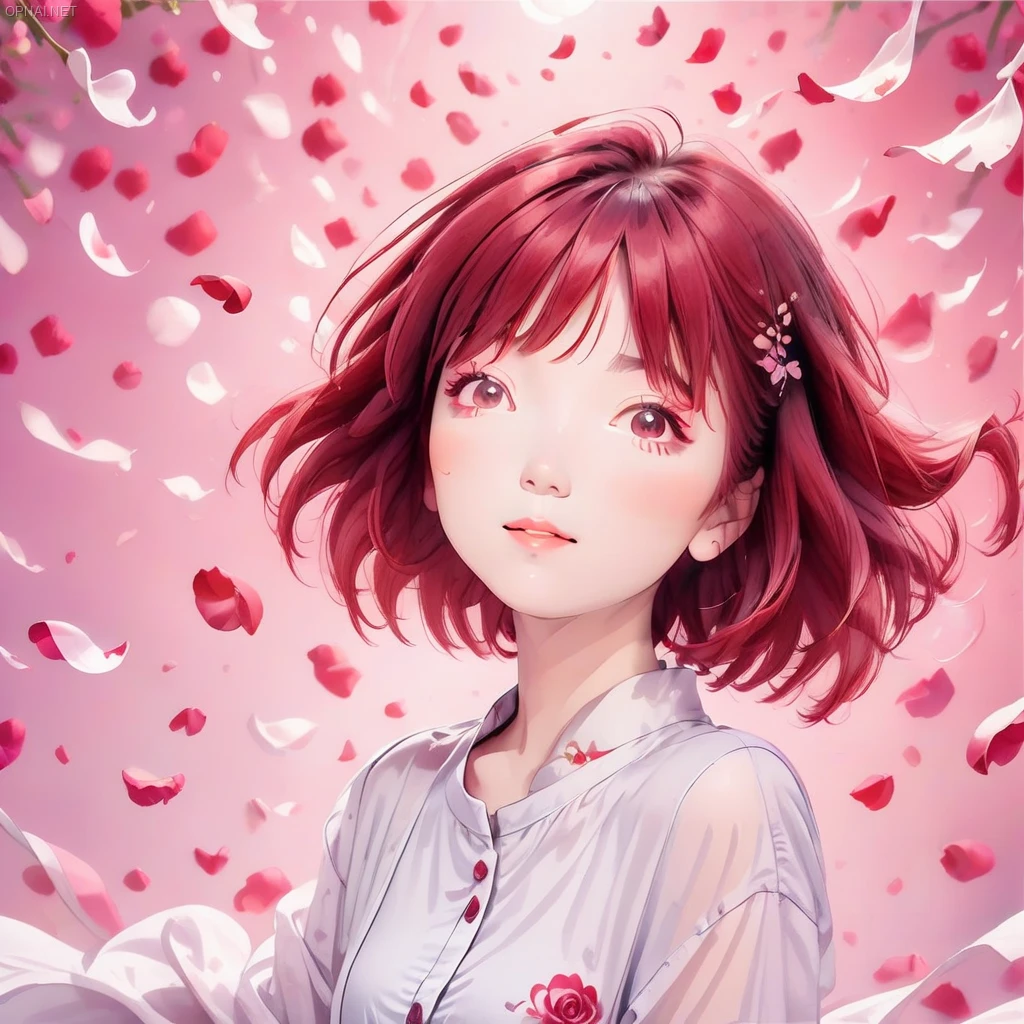 Vibrant Joy: Asian Girl and Rose Petals